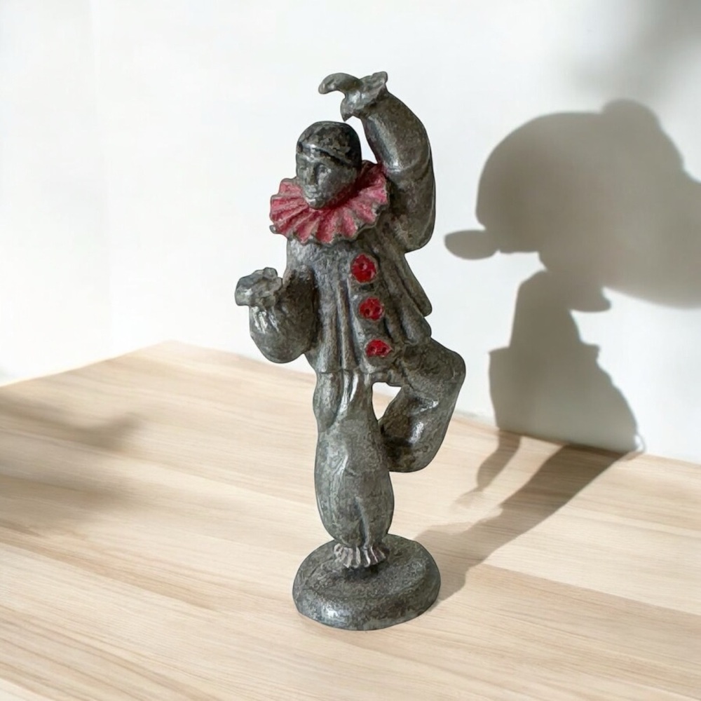 Vintage Mini Pewter Clown Performing Figurine W.A.P.W Made in Great Britain